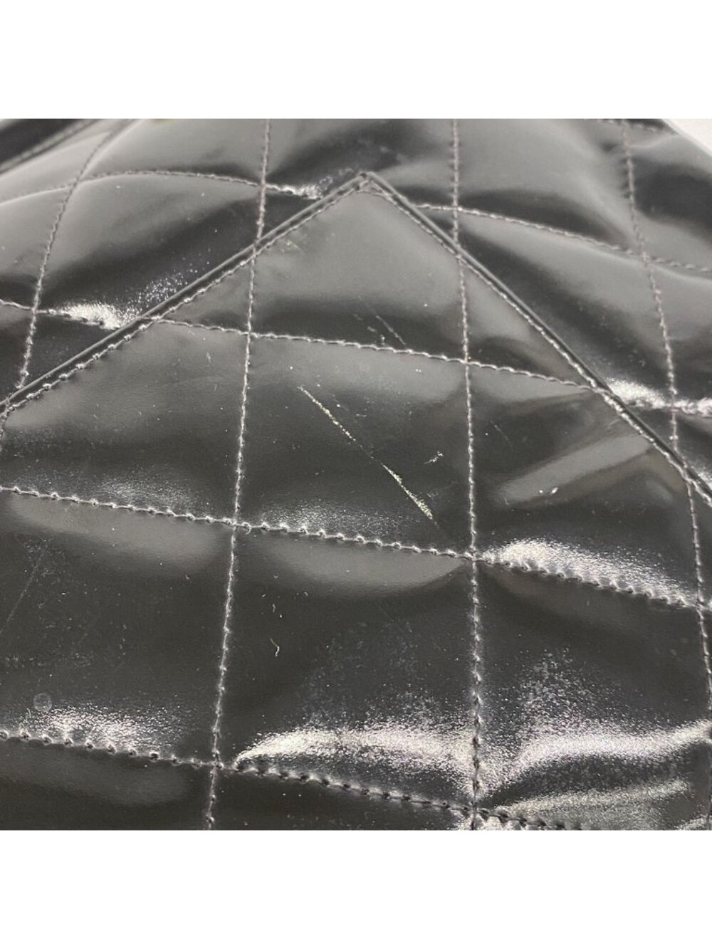 Chanel Tote Bag Quilted Patent Leather Black Gold - Picture 10 of 12